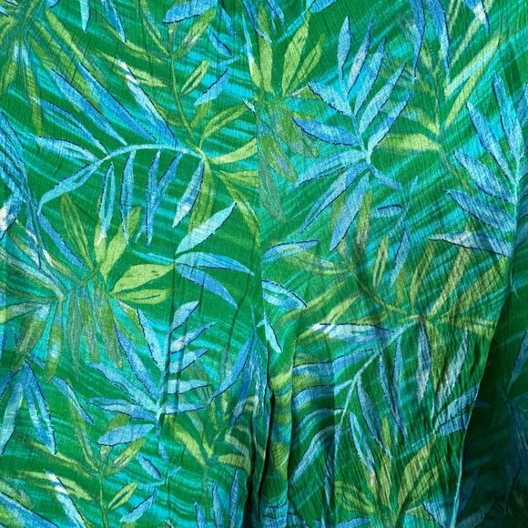 Key Lime Pie Womens Tropical Leaf Print Wide Leg Pants Size Medium Green Summer - Picture 3 of 11